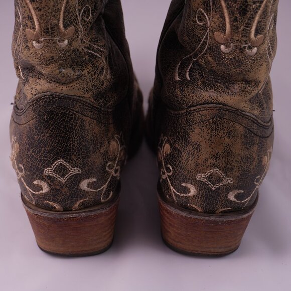 Circle G Women’s Western Boots Size 7 Brown Embroidered Square Toe - Picture 4 of 15